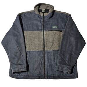 Manastash Hemp Fleece Coat Men’s Large Gray Blue Full Zip Distressed